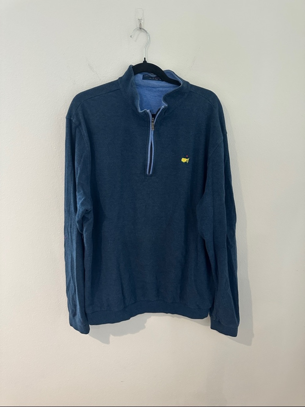 Masters Men’s Navy Italian Quarter-Zip Sweater with Embroidered Logo Size XL